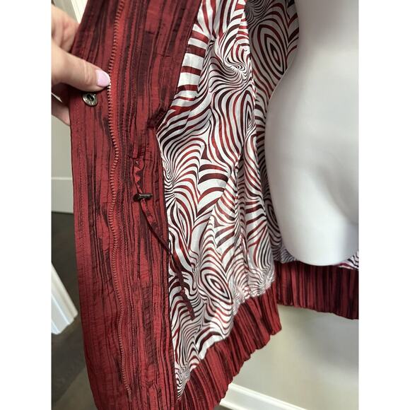 UBU Crinkled Pleated Lightweight jacket in Dark Red Boho Retro‎ M - Picture 7 of 13